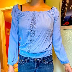 Aeropostale Womens Blue Blouse Off the Shoulder